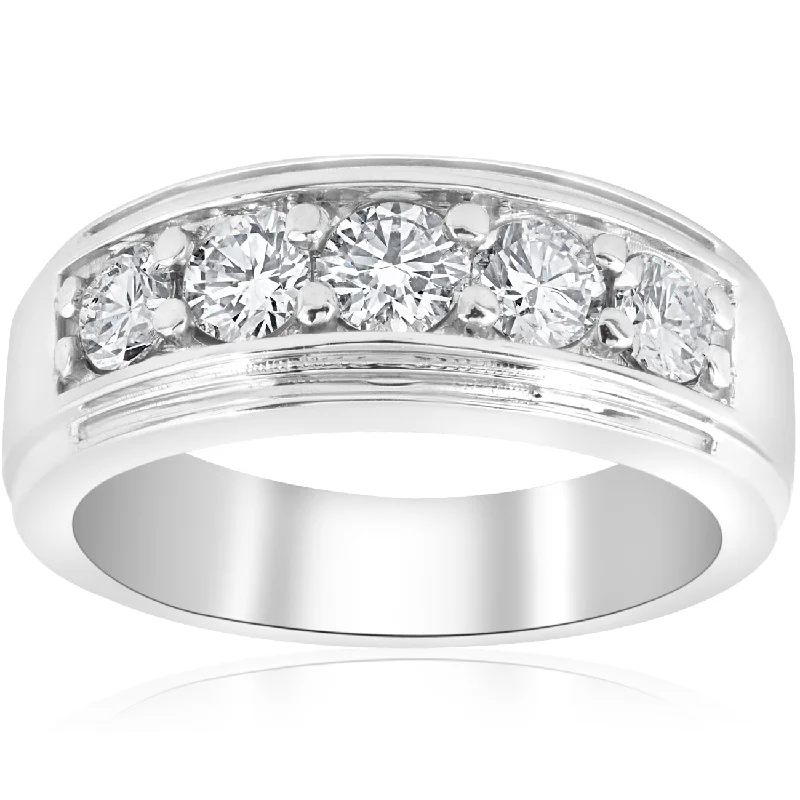 1 ct Mens Diamond Five Stone Wedding Ring Platinum