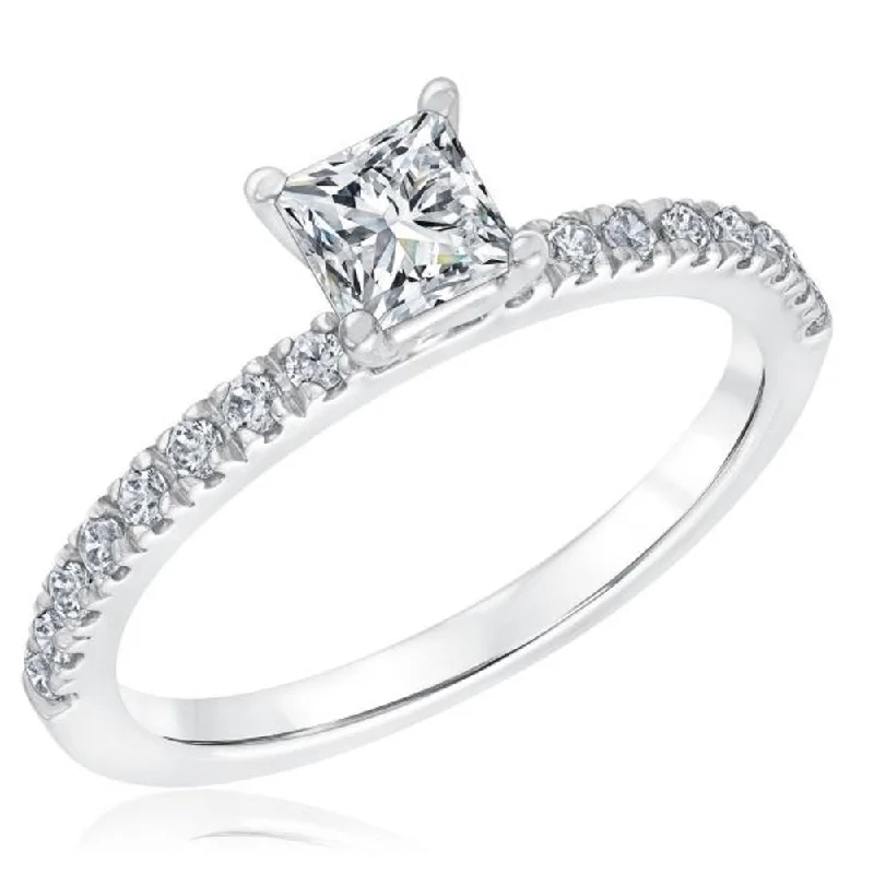 1 Ct Princess Cut Diamond Engagement Ring 10k White Gold