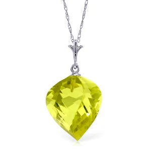 10.75 Carat 14K Solid White Gold Necklace Twisted Briolette Lemon Quartz