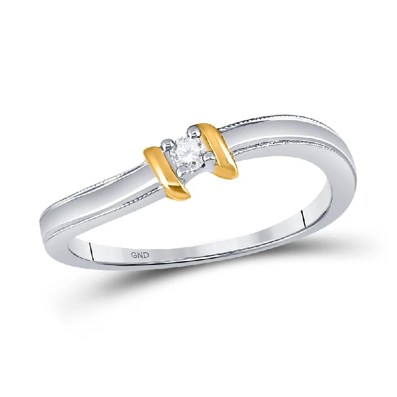 10k Two-tone Gold Womens Round Diamond Solitaire Promise Ring (1/20 Cttw, G-H Color, I1-I2 Clarity)