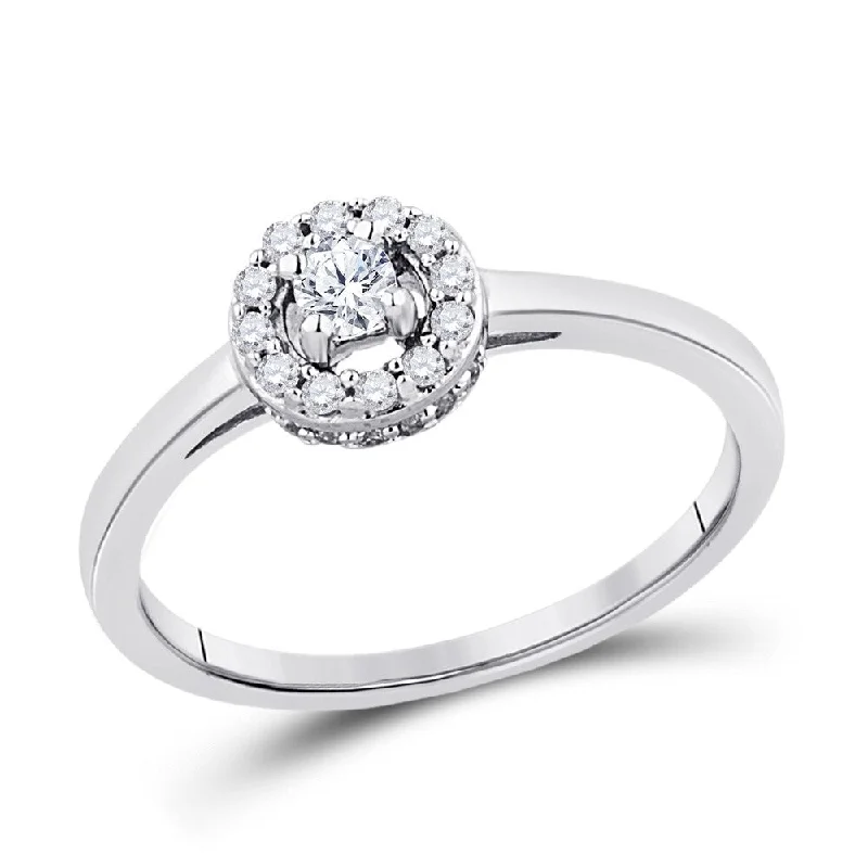 10k White Gold Womens Round Diamond Solitaire Halo Promise Ring (1/4 Cttw, G-H Color, I2-I3 Clarity)