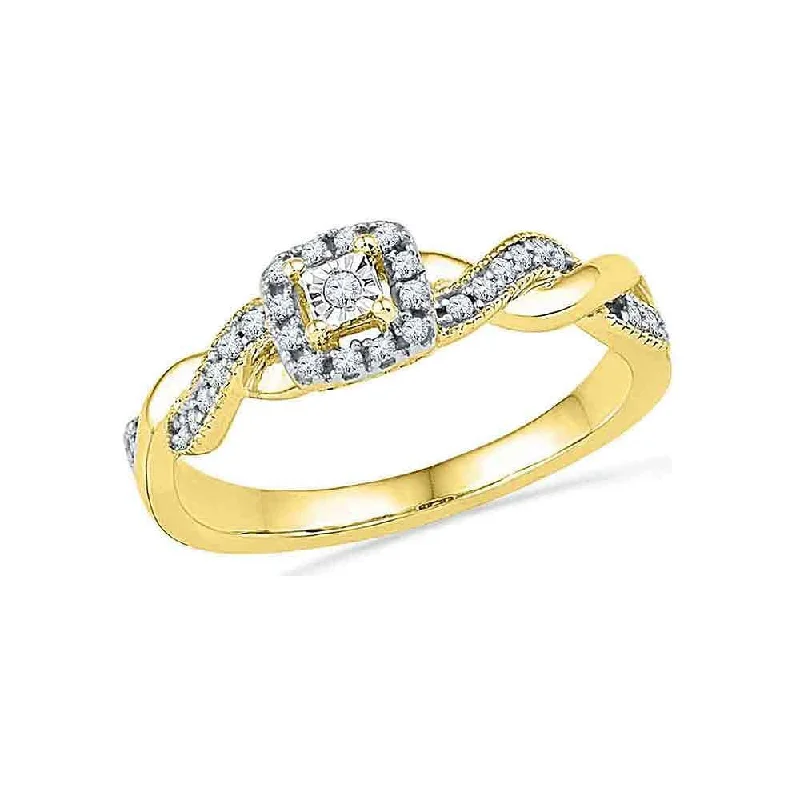 10k Yellow Gold Womens Round Diamond Solitaire Braided Promise Ring (1/6 Cttw, G-H Color, I2-I3 Clarity)