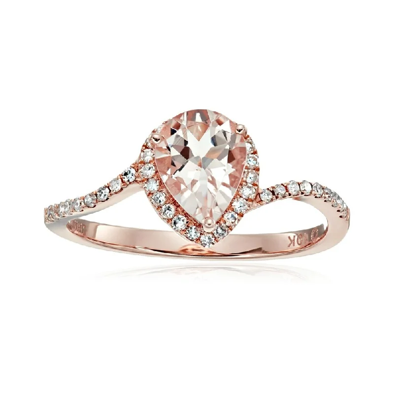 10kt Rose Gold Morganite and Diamond Engagement Ring