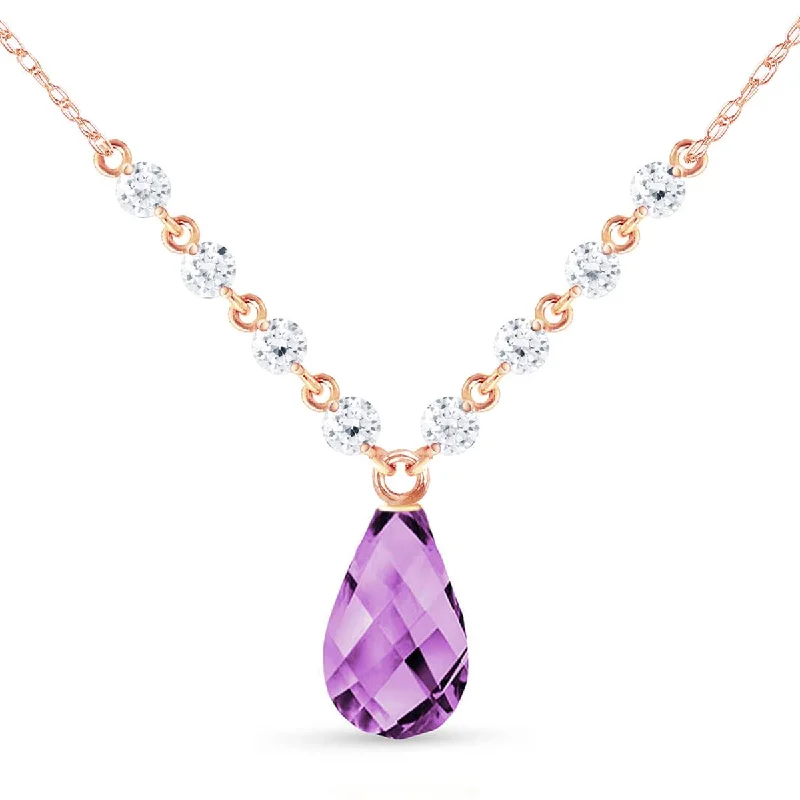 11.3 Carat 14K Solid Rose Gold Elegante Amethyst Diamond Necklace