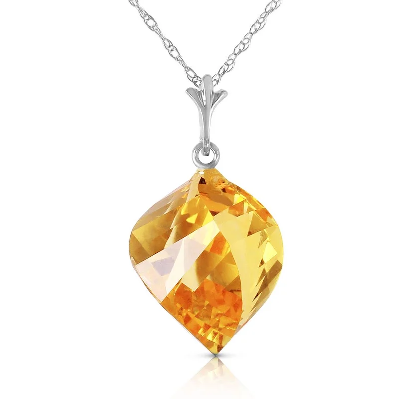 11.75 Carat 14K Solid White Gold Necklace Twisted Briolette Citrine