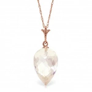 12.25 Carat 14K Solid Rose Gold Necklace Pointy Briolette Drop White Topaz