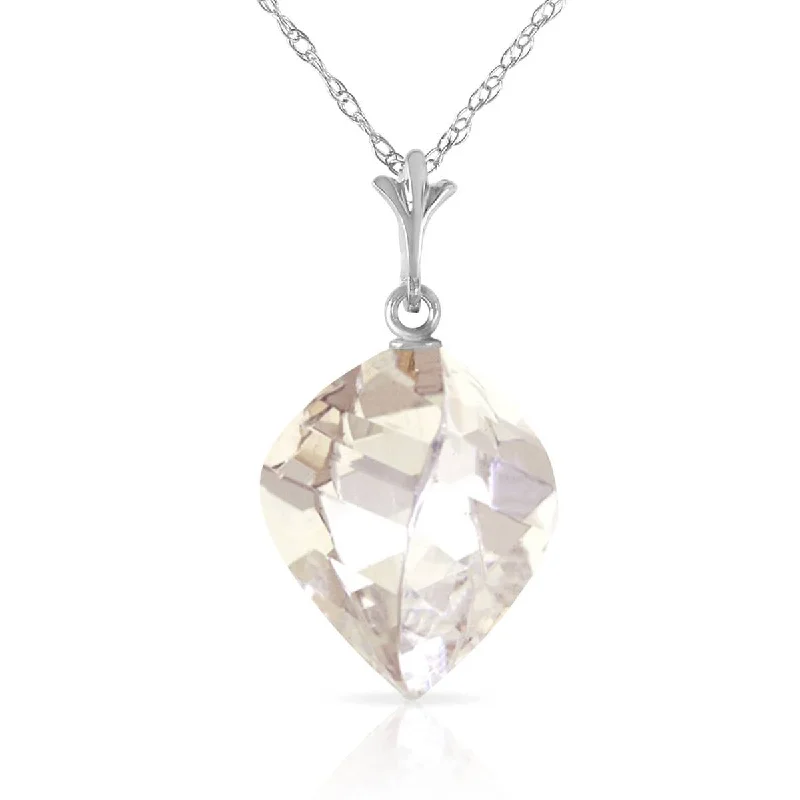 12.8 Carat 14K Solid White Gold Necklace Twisted Briolette White Topaz