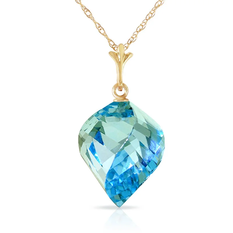 13.9 Carat 14K Solid Yellow Gold Necklace Twisted Briolette Blue Topaz