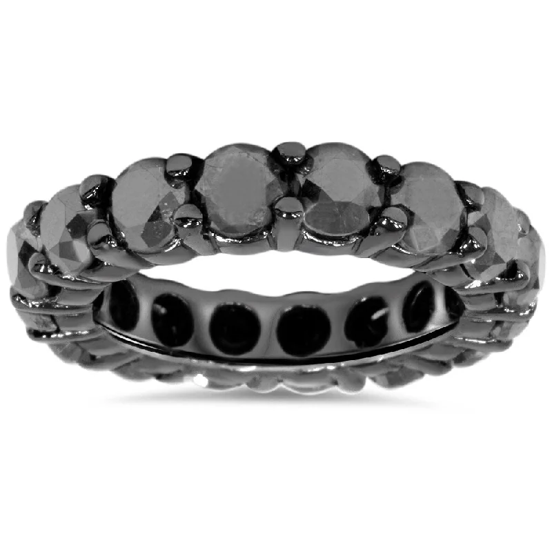 14k Black Gold 5ct TDW Black Diamond Eternity Ring