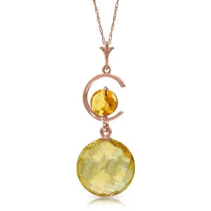 14K Solid Rose Gold Natural Citrine Necklace Certified