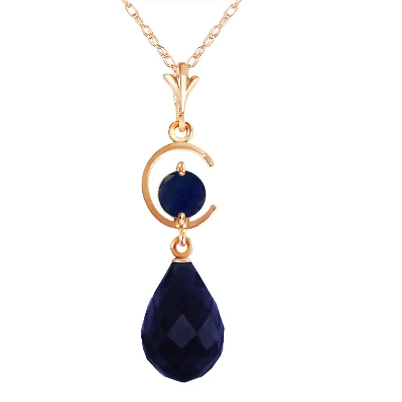 14K Solid Rose Gold Natural Sapphire Necklace Certified