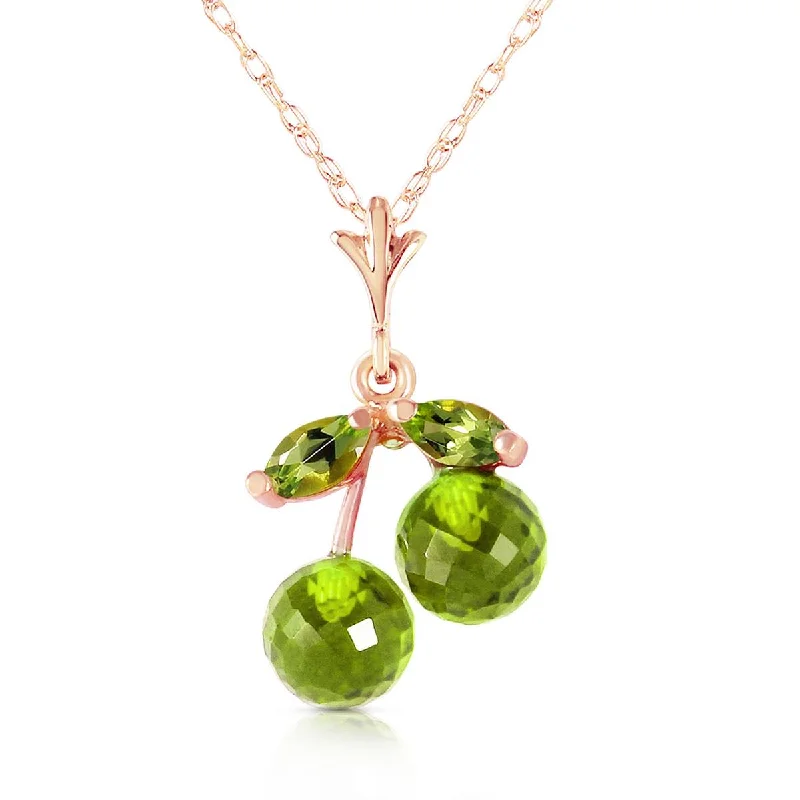 14K Solid Rose Gold Peridot Necklace Gemstone Class Classic