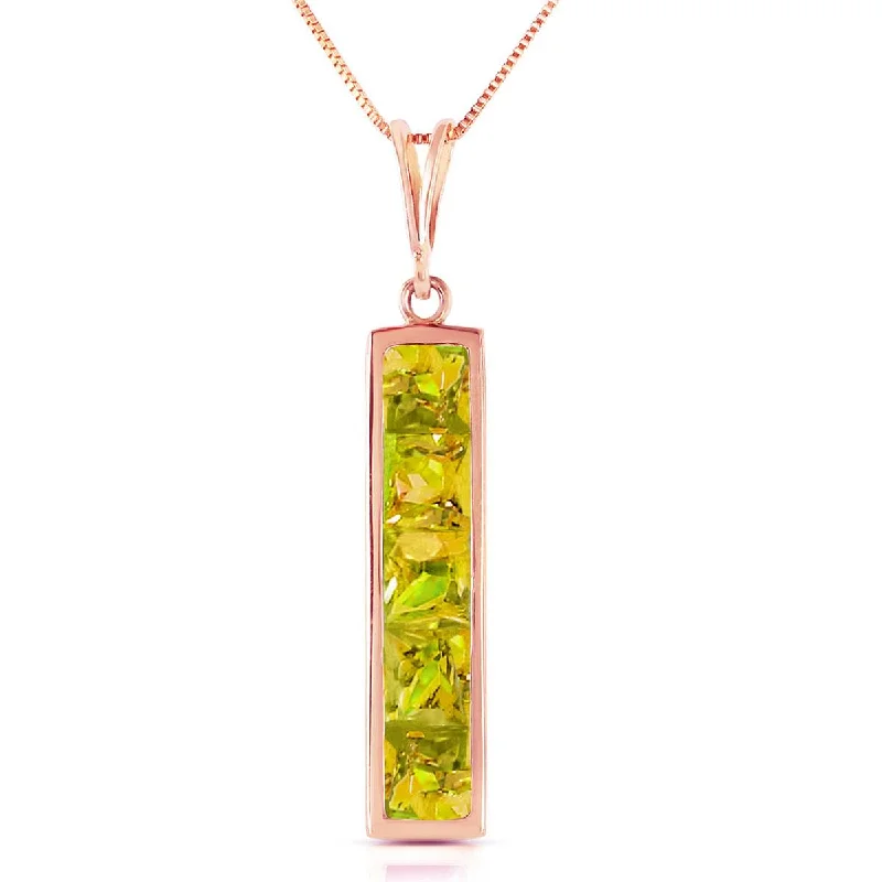 14K Solid Rose Gold Peridot Necklace Genuine Platinum