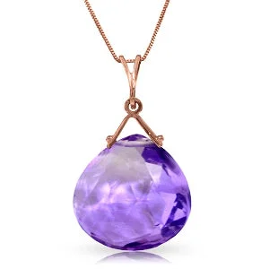 14K Solid Rose Gold Purple Amethyst Necklace Certified