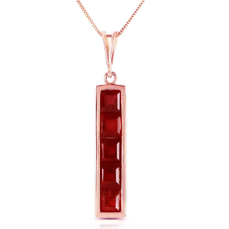 14K Solid Rose Gold Ruby Necklace Class Platinum