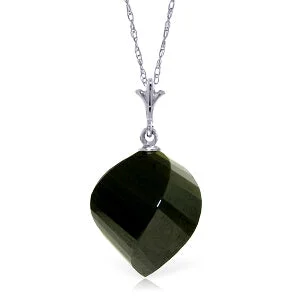 14K Solid White Gold Necklace With Twisted Briolette Black Spinel