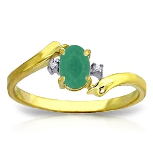 14K Solid Yellow Gold Diamond/Emerald Ring