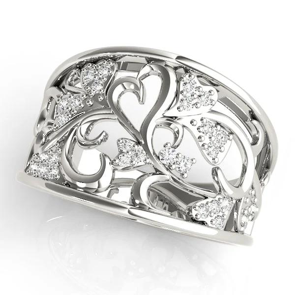 14k Heart Float Fashion Ring with Diamonds