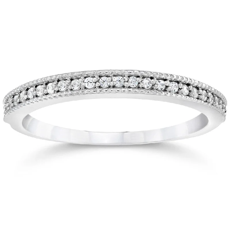 14k White Gold 1/8ct TDW Vintage Diamond Accent Anniversary Wedding Ring