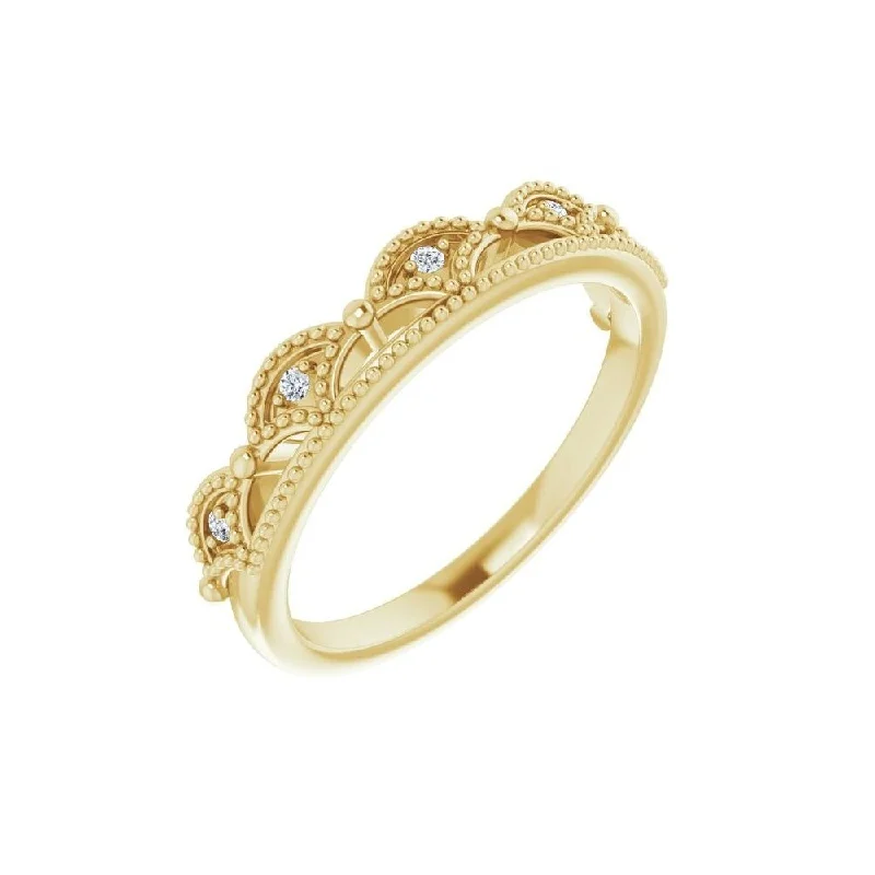 14K Yellow Gold .04 CTW Diamond Crown Ring for Women