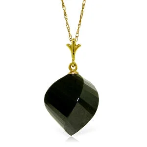 14K Yellow Gold Necklace With Twisted Briolette Black Spinel