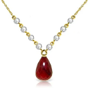 15.6 Carat 14K Solid Yellow Gold Eternal Passion Ruby Diamond Necklace