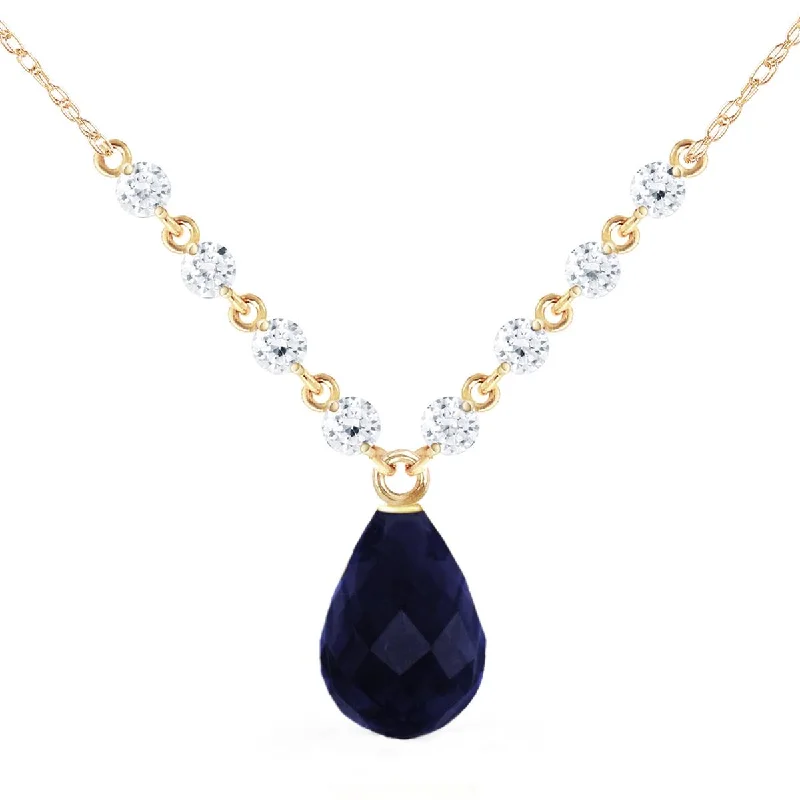 15.6 Carat 14K Solid Yellow Gold La Buena Vida Sapphire Diamond Necklace