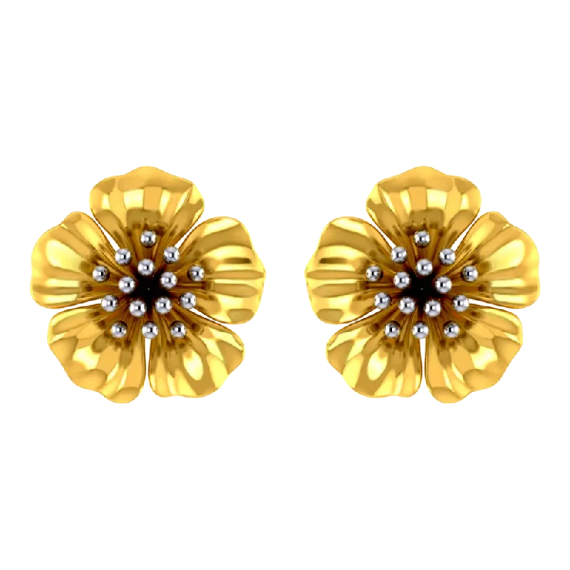 18k Beautiful Floral Studs With Gold Petals