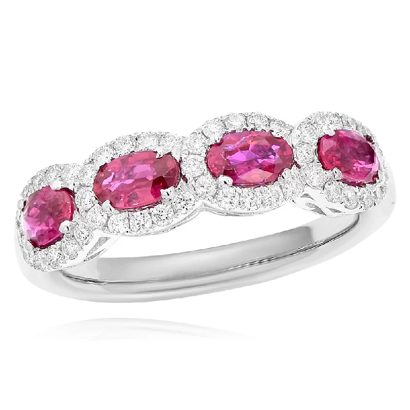 18K WG RING , DIAMOND 0.39CT RUBY 1.06CT, 5.20 GM, 50ST