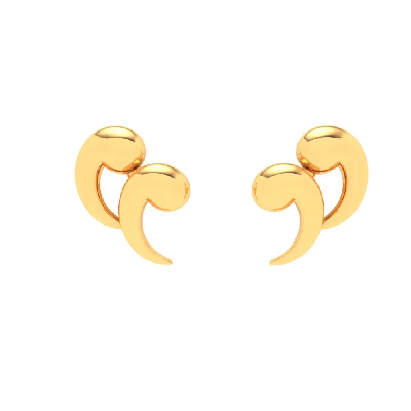 18KT Double Quotation Shaped Gold Stud Earrings From Online Exclusive Collection