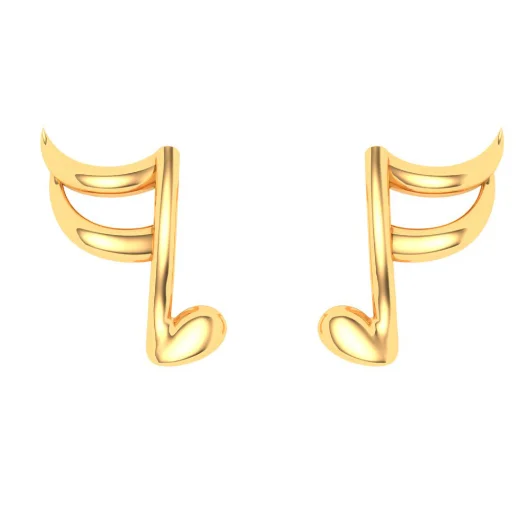 18KT Music Logo Shaped Gold Earrings From Online Exclusive Collection