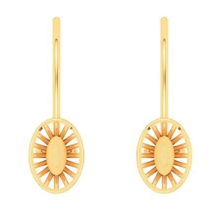 18KT Oval Shape Gold Drop Earring From Online Exclusive Collection