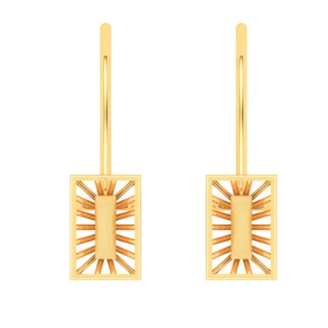 18KT Rectangle Shape Gold Drop Earring From Online Exclusive Collection