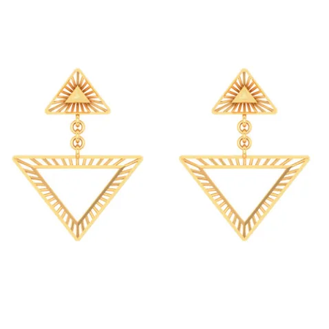 18KT Triangle Shape Gold Drop Earring From Online Exclusive Collection