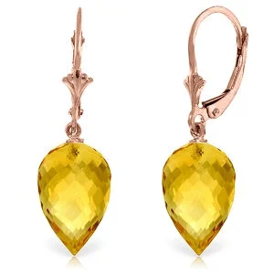 19 Carat 14K Solid Rose Gold Pointy Briolette Drop Citrine Earrings