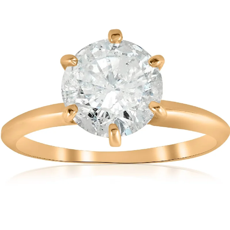 2 1/2 ct Round Solitaire Diamond Engagement Ring 14k Yellow Gold Enhanced