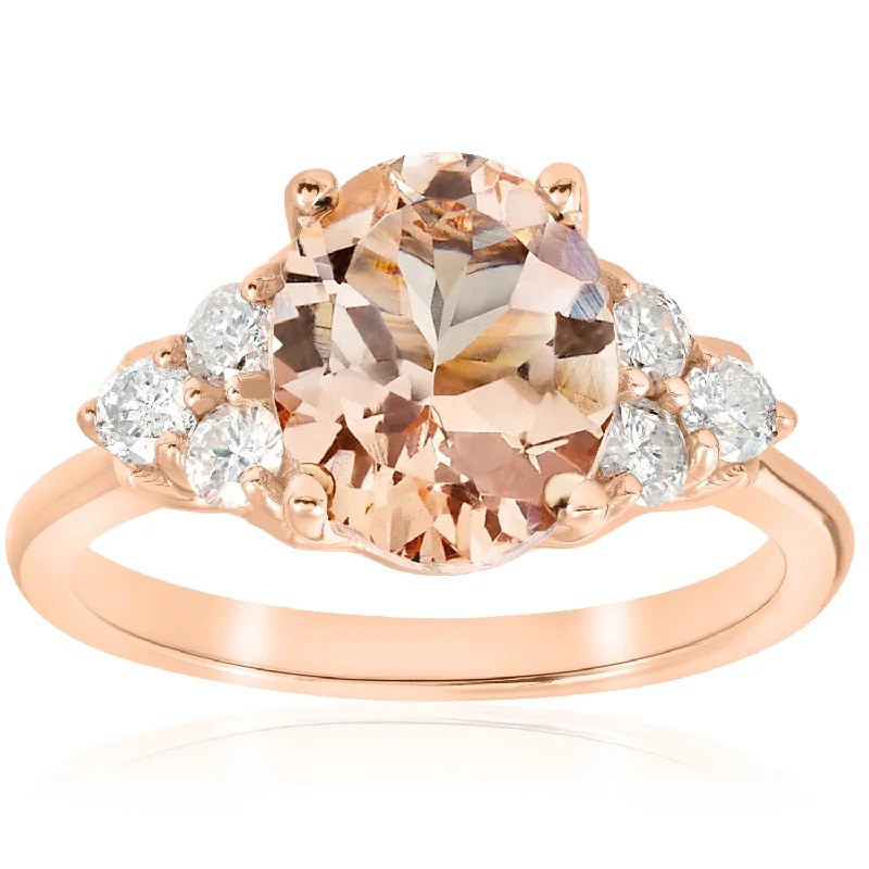 2 1/3 cttw Oval Morganite & Diamond Engagement Ring 14k Rose Gold