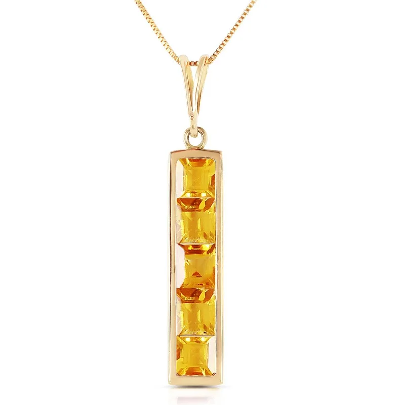 2.25 Carat 14K Solid Yellow Gold Sensible And Still Citrine Necklace