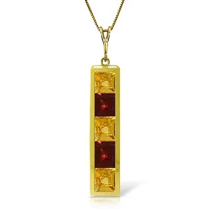 2.25 Carat 14K Solid Yellow Gold Temperament Citrine Garnet Necklace