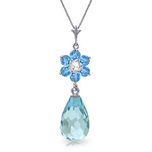 2.78 Carat 14K Solid White Gold Never Enough Blue Topaz Diamond Necklace