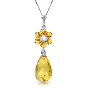 2.78 Carat 14K Solid White Gold Possible Worlds Citrine Diamond Necklace