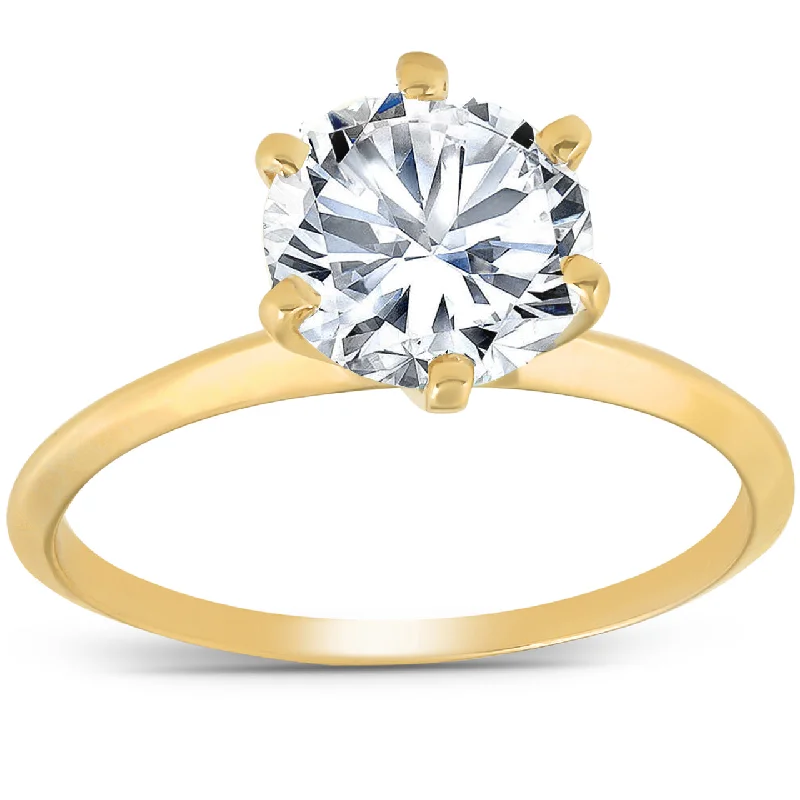 2 Ct Round Solitaire Diamond Engagement Ring 14k Yellow Gold