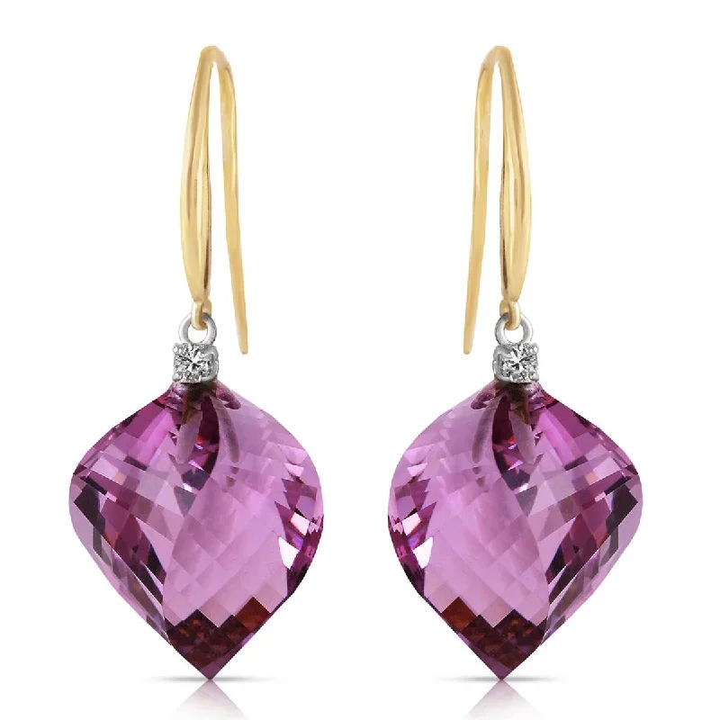 21.6 Carat 14K Solid Yellow Gold Obsession Amethyst Diamond Earrings