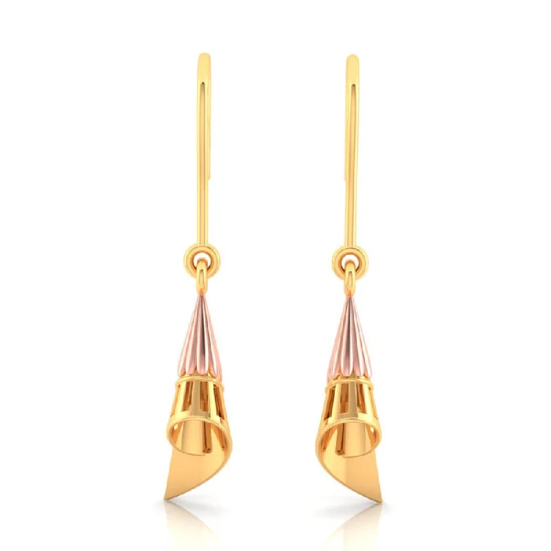 22k Earrings In Gold Conical Shape With A Touch Of Yellow Gold