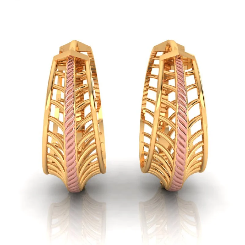 22k Elegant Gold Earrings With A Hint Of Yellow Gold And A Very Distinctive Design