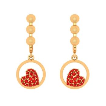 22k Embossed Valentine Special Yellow Gold Jhumka