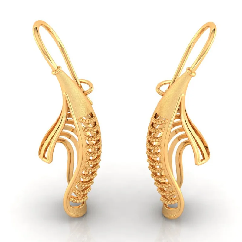 22k Gold Earrings With A Twisted Conical Shape