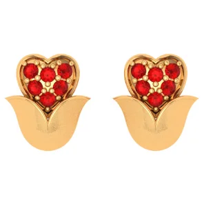 22k Red Stone Studded Floral Motif Gold Trinket