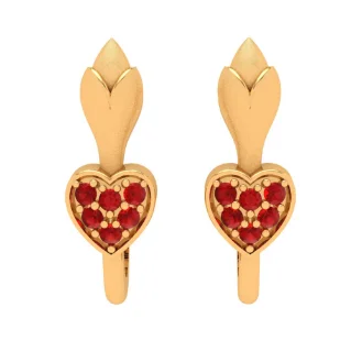 22k Red Stone Studded Latest Design Yellow Gold Earrings