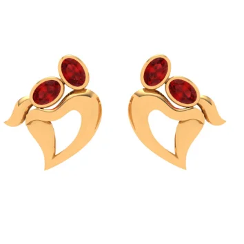 22k Red Stone Studded Latest Designer Gold Earrings